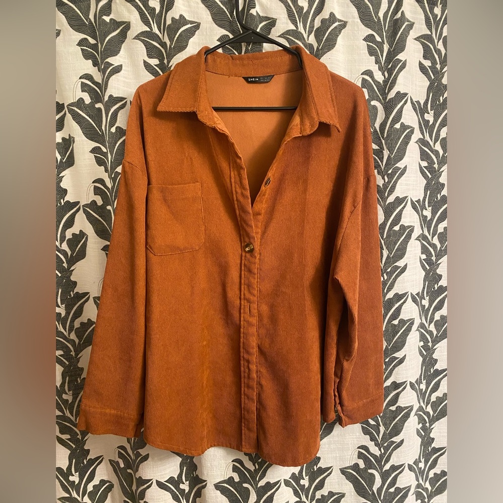 Shein Burnt Orange Corduroy Top